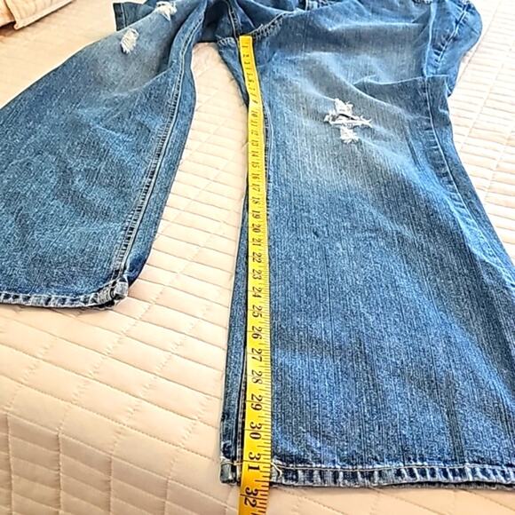Womens Sz 23 Distressed Highrise Inseam 32 Wide Leg  100% Cotton Bootcut Jeans - Picture 9 of 12